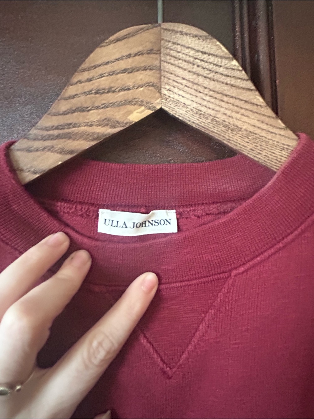 Ulla Johnson Crew Neck Puff Sleeve Maroon Sweatshirt Size Small - Picture 6 of 7